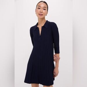 Pomander Place Navy Ribbed Polo Dress
